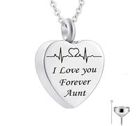 Urn Pendant Necklace,Heart and ECG with Engraving I Love You Forever... Urn Necklaces for Ashes Stainless Steel Necklace Urns for Human Ashes