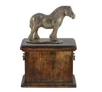 Urna belga / Percheron - per ceneri di cavallo, urna con statuetta, elegante urn