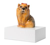 Urna Cineraria in Legno con Miniatura in Ceramica Yorkshire 10x20x15cm GMF Bianco