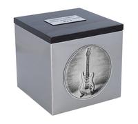 Urna cineraria per musicista - design chitarra elettrica - urna in acciaio inox e legno per ceneri - scatola per ceneri con incisione Fender Stratocaster (targa commemorativa Sì)