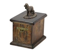 Urna Cocker Spaniel Inglese in legno massiccio per le ceneri del cane, con statu