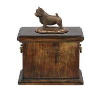 Urna commemorativa in legno massiccio Norwich Terrier per le ceneri del cane, co