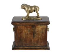 Urna commemorativa in legno massiccio per Bulldog inglese per le ceneri del cane