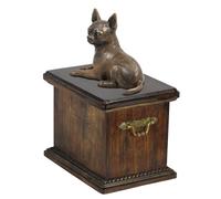 Urna commemorativa in legno massiccio per le ceneri del cane Chihuahua, con stat