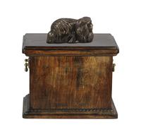 Urna commemorativa in legno massiccio per le ceneri del cane, con statua del can