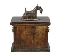Urna commemorativa in legno massiccio Scottish Terrier per le ceneri del cane, c