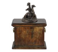 Urna commemorativa in legno massiccio Staffordshire Whippets per le ceneri del c