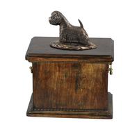 Urna commemorativa in legno massiccio West Highland White Terrier per le ceneri