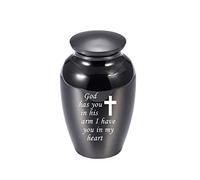 Urna commemorativa per ceneri a forma di croce, piccola, in lega di alluminio, 5 colori, porta ceneri umane commemorative (nero, 70 x 45 mm)