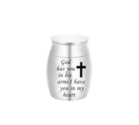 Urna commemorativa per ceneri a forma di croce, piccola, in lega di alluminio, 5 colori, porta ceneri umane commemorative (argento, 30 x 40 mm)