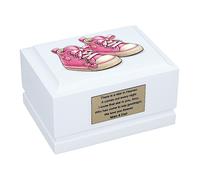 Urna crematoria per neonati a forma di scarpina rosa - Urna in legno bianco