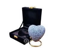 Urna cremazione grigia per ceneri, urna a forma di cuore, con scatola nera e supporto in ottone, mini urna per la persona amata per adulti e bambini