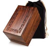 Urna cremazione in palissandro con bordo inciso, per ceneri umane, adulto, maschio e femmina, urna decorativa in legno e scrigno per uomini, donne e bambini, urna funeraria per adulti con sacchetto di