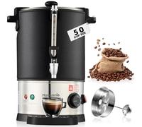 Urna da caffè commerciale da 50 tazze, in acciaio inox e manicotto termico, grande dispenser per caffè da 8 l, urna per acqua calda per casa, feste, ufficio, catering, con controllo della temperatura