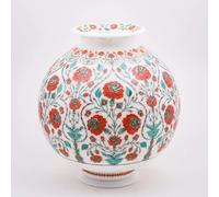 Urna Decorativa In Marmo Bianco - Vaso E Porta Fiori Versatile Da 18" Matka