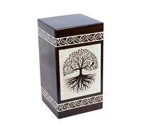 Urna funebre in legno per ceneri umane con incisione floreale per adulti - Urna funebre colombario - albero della vita con radici bianche - 500 cm cubi