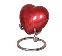 Urna funeraria a Forma di Cuore, in Alluminio, per Ceneri con Coperchio Migliorato, Mini urna commemorativa a Forma di Cuore, con Scatola e Supporto (Alluminio Rosso)
