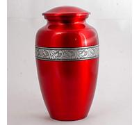 Urna funeraria commemorativa per ceneri umane per adulti, in alluminio inciso, realizzata a mano, con borsa inclusa, colore rosso, 16,5 x 16,5 x 26,7 cm, 91 kg