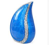 Urna funeraria in alluminio cesellato a goccia, 25,4 cm, per adulti e animali domestici, contenitore in metallo per cremazione con coperchio