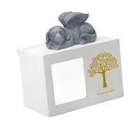 Urna funeraria per cani con statua di cane angelo, versatile e con cornice