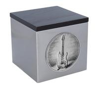 Urna funeraria per musicista - design chitarra elettrica - urna in acciaio inox e legno per ceneri - scatola per ceneri con incisione Fender Stratocaster (targa commemorativa NO)