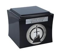 Urna funeraria Sword in the Stone, urna per ceneri a tema leggenda di Re Artù, scatola commemorativa personalizzata (nero, design1/placca)