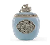 Urna Funeraria Urne Per Cremazione Adulti Bambini Urna Per Animali Domestici Utilizzata Per Funerale Conservazione Funebre Ceneri Del Corpo Umano Commemorare Ceramica/Blu/16,8 Cm*13,3 Cm Lucky Star