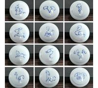 Urna in ceramica per animali domestici, Mini urna in ceramica con disegno dello zodiaco cinese for il ricordo delle ceneri umane(Set Of 12)