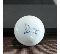 Urna in ceramica per animali domestici, Mini urna in ceramica con disegno dello zodiaco cinese for il ricordo delle ceneri umane(Horse)