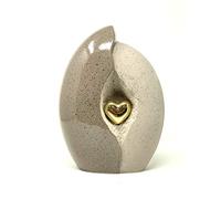 Urna in ceramica per ceneri a forma di cuore in conchiglia, colore grigio sabbia Regno Unito cremazione moderna contenitore artistico