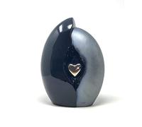 Urna in ceramica per ceneri a forma di cuore in conchiglia, colore nero