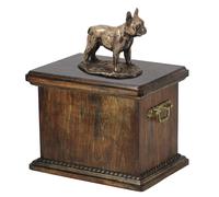 Urna in legno massiccio per le ceneri del cane, con statua del cane