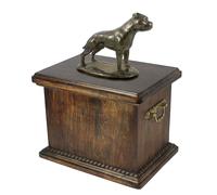 Urna in legno massiccio per le ceneri del cane Staffordshire Bull Terrier ingles