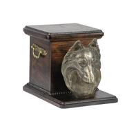 Urna in legno per cane da cremazione con statua
