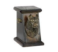 Urna In Legno Siberian Husky Con Cane Art-Dog