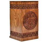 Urna in palissandro per ceneri umane, scatola di legno dell'albero della vita, urna per cremazione personalizzata per ceneri artigianali grande scatola di legno