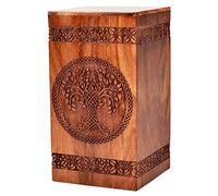 Urna in palissandro per ceneri umane, scatola di legno dell'albero della vita, urna per cremazione personalizzata per ceneri artigianali grande scatola di legno