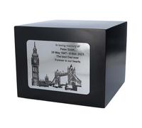 Urna londinese per ceneri umane. Urna con tema Big Ben, urna di cremazione