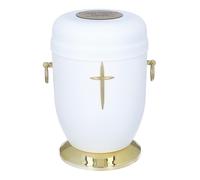 Urna per adulti in metallo bianco con rosa o croce Urna di cremazione per ceneri