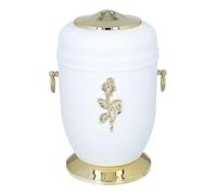 Urna per adulti in metallo bianco con rosa o croce Urna di cremazione per ceneri