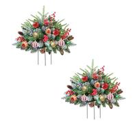 Urna per albero di Natale artificiale pre-illuminata, riempitivo per le festività all'aperto, pini artificiali illuminati con treppiede e luci a LED, decorazione natalizia per esterni (2pc-01)