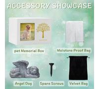 Urna per cani con statua di cane angelo, 18x12,6x12,5 cm, contenitore per