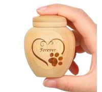 Urna per cani in bambù, piccola scatola per animali domestici o capelli, mini urna per la perdita di cani o gatti (motivo zampe di animali domestici, 1 pezzo)