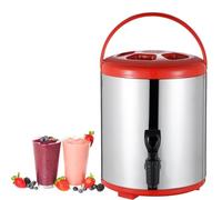 Urna per catering, in acciaio inox, 10 l, distributore di acqua calda isolata, per caffè, tè e bevande (rosso, 8 L)