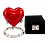 Urna per ceneri con cuore rosso e scatola nera con supporto mini urna commemorativa per la persona amata