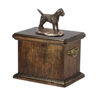 Urna commemorativa in legno massiccio Border Terrier per le ceneri del cane