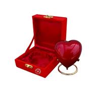 Urna per ceneri, urna commemorativa a forma di cuore rosso, con scatola rossa e supporto in ottone, mini urna commemorativa per animali domestici