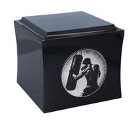 Urna per la cremazione da boxe, scatola commemorativa a tema per ceneri - urna sportiva personalizzata per pugile o combattente - Scrigno tributo per un vero guerriero (nero/design1)