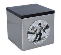 Urna per sciatore Urna cremazione a tema con sci (Placca commemorativa/No)