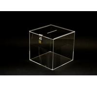 Urna Scatola Box salvadanaio in plexiglass cm. 30x30x30 Trasparente per offerte